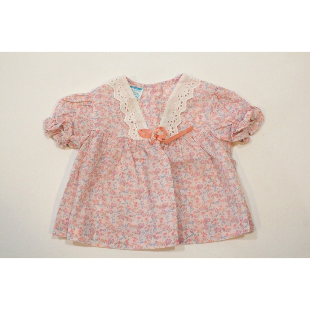 Vintage 80's JC Penny Toddletime Pink Floral Dress Baby Size 1 (12 Months)